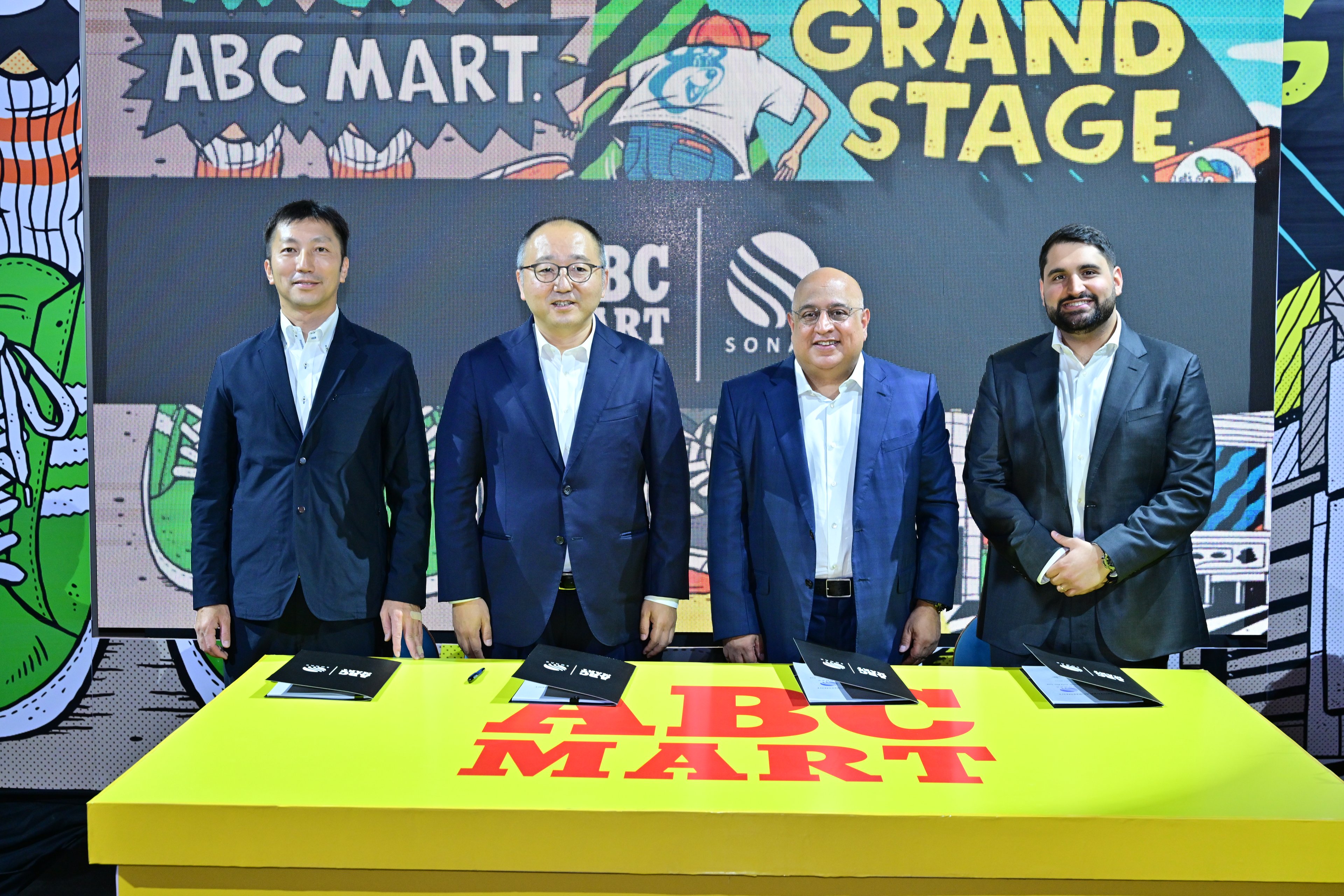 From L-R: Koji Higashimae, Chief Executive Officer of ABC-MART SONAK Philippines, Kiichiro Hattori, Senior Vice President of ABC-MART Japan, Anil Buxani, Chief Executive Officer of SONAK Retail Group, Kabir Buxani, Incoming Chief Executive Officer and Director of SONAK Retail Group