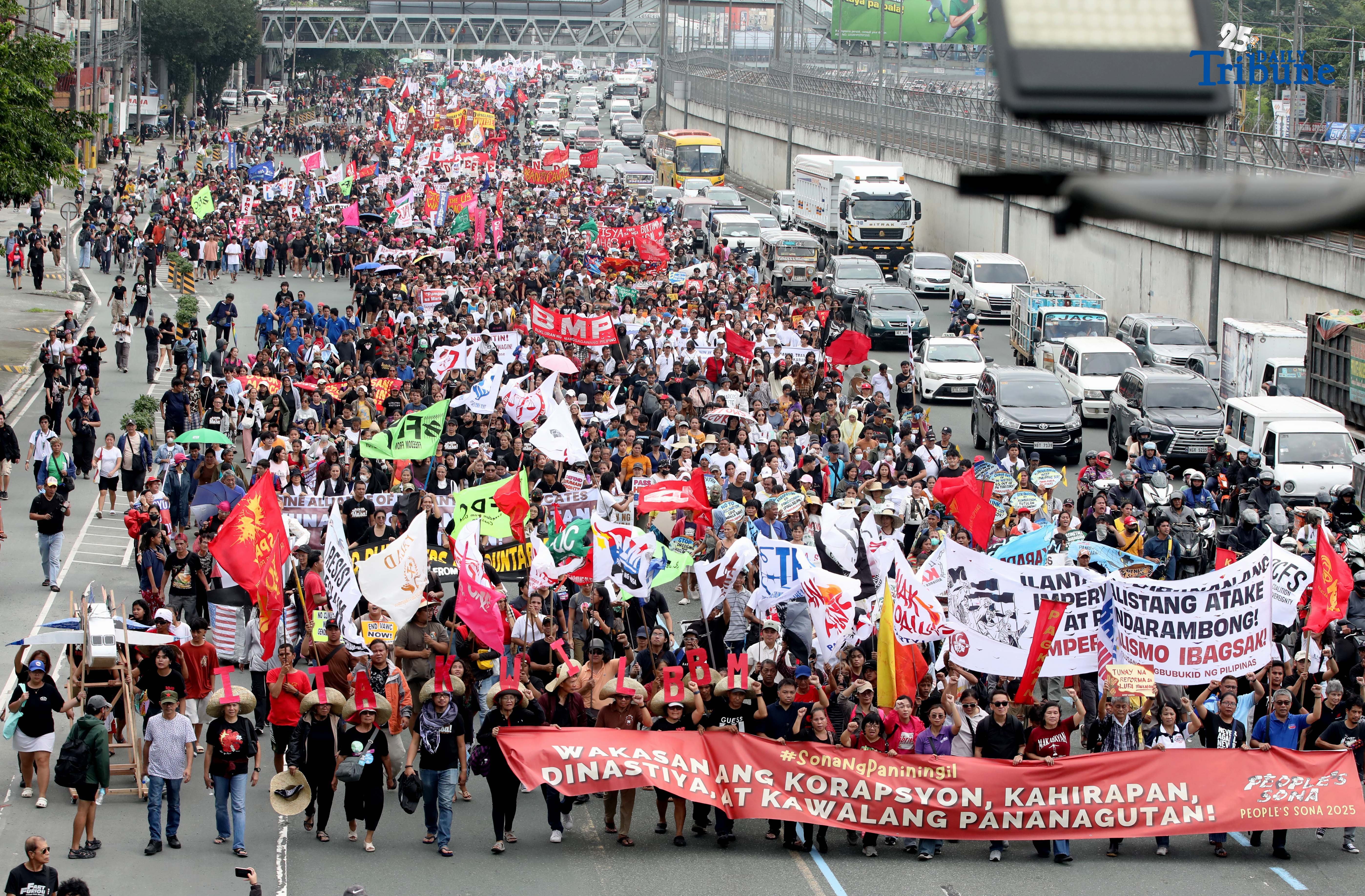 Militant groups stage ‘SONA ng Paniningil’ protest