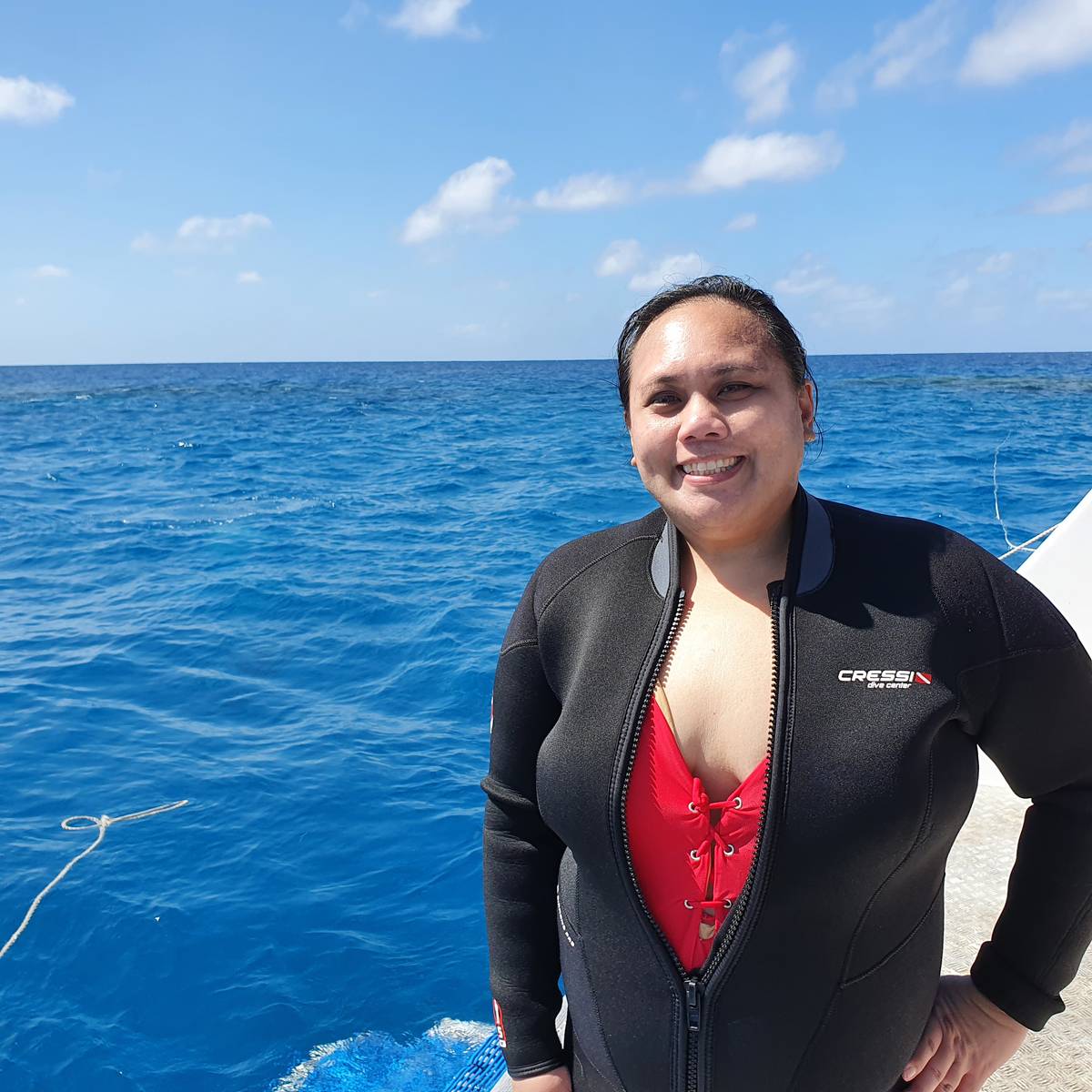 The author almost backed out of scuba diving because of huge waves.