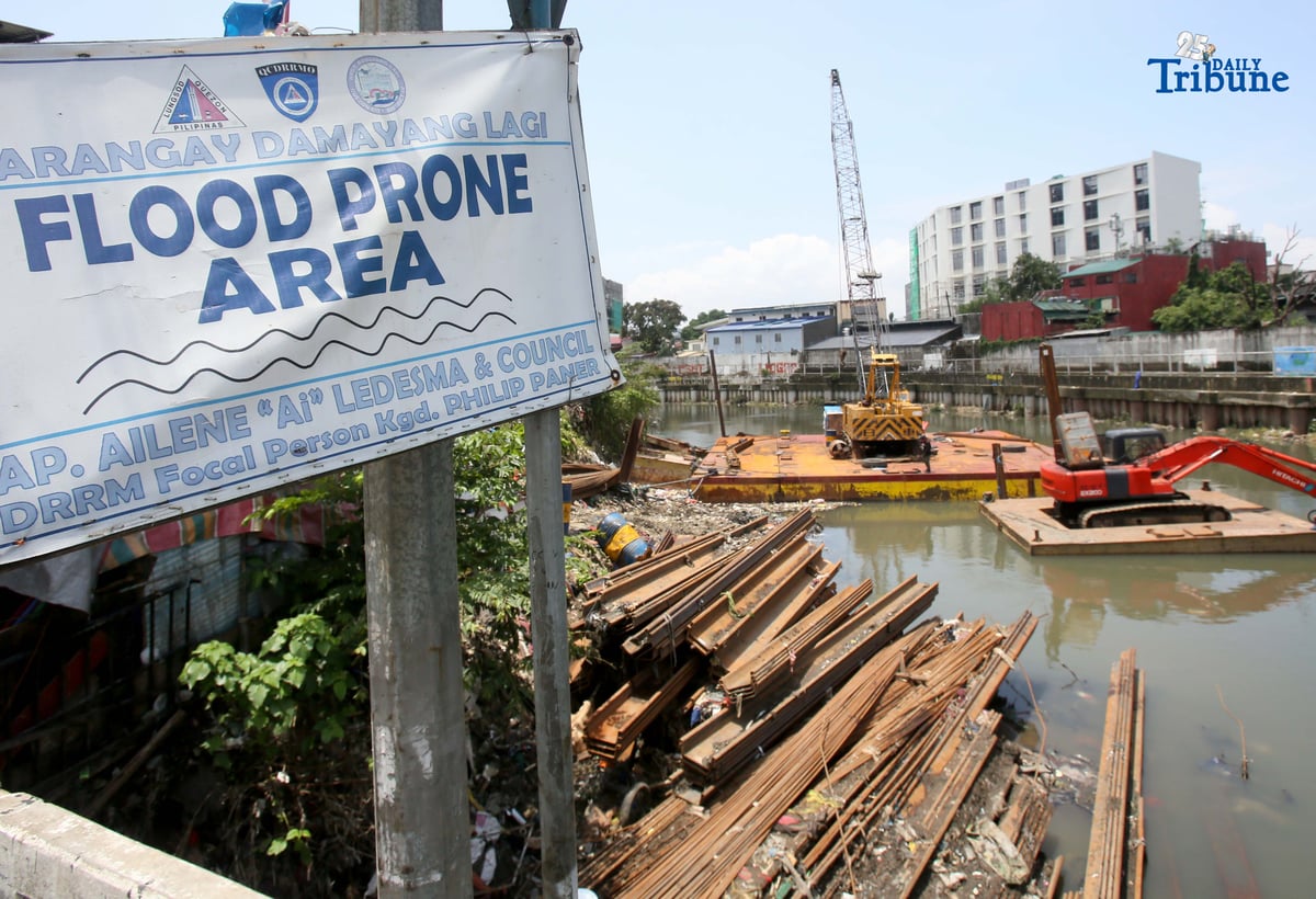 Steel sheet piles are seen at an ongoing Department of Public Works and Highways (DPWH) flood control project along the flood-prone San Juan River in Barangay Damayang Lagi, Quezon City. The construction activity comes a day after President Ferdinand Marcos Jr., in his fourth State of the Nation Address, ordered a review of all government flood control projects and a crackdown on corrupt officials linked to anomalies.