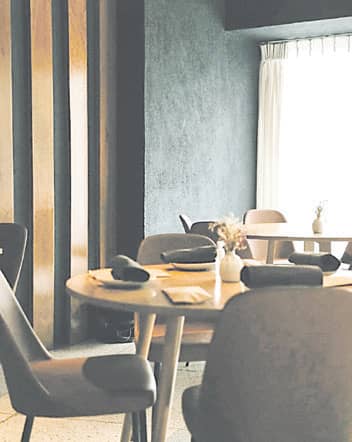Elegant interiors set the dining mood.