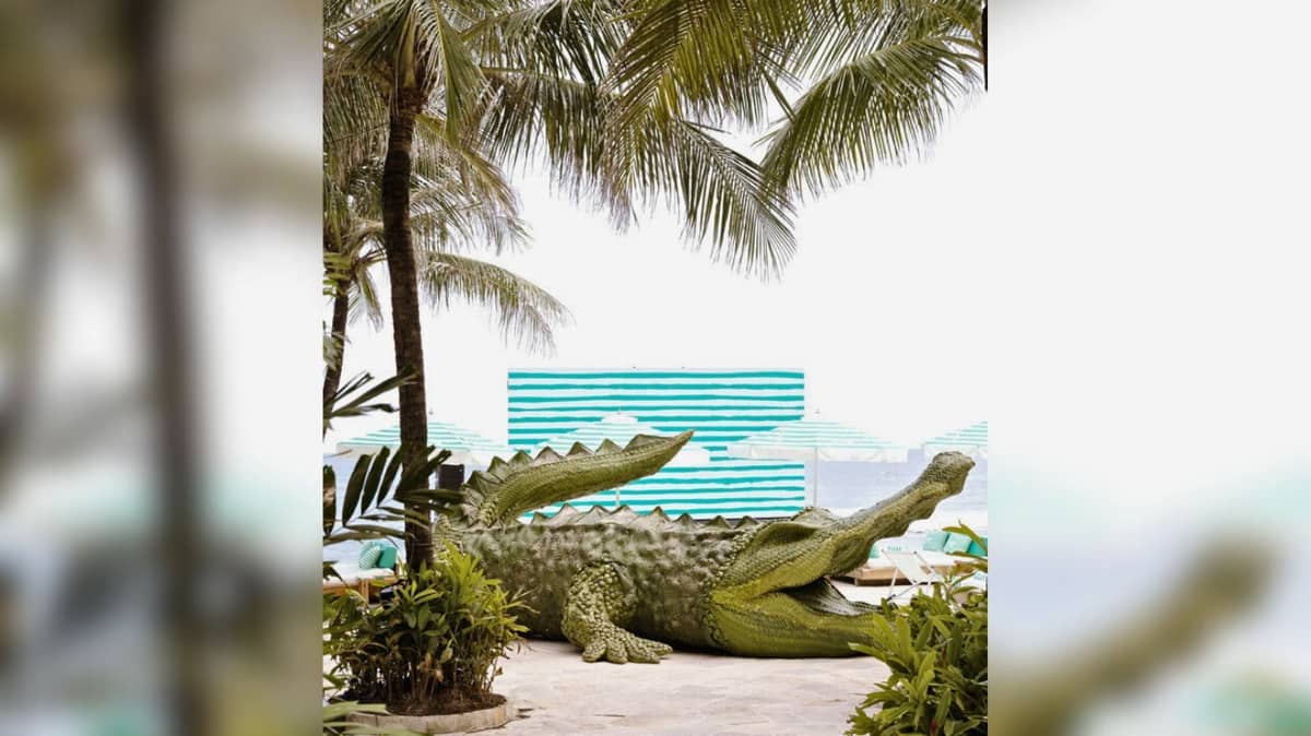 SIX-METER Lacoste crocodile sculpture.