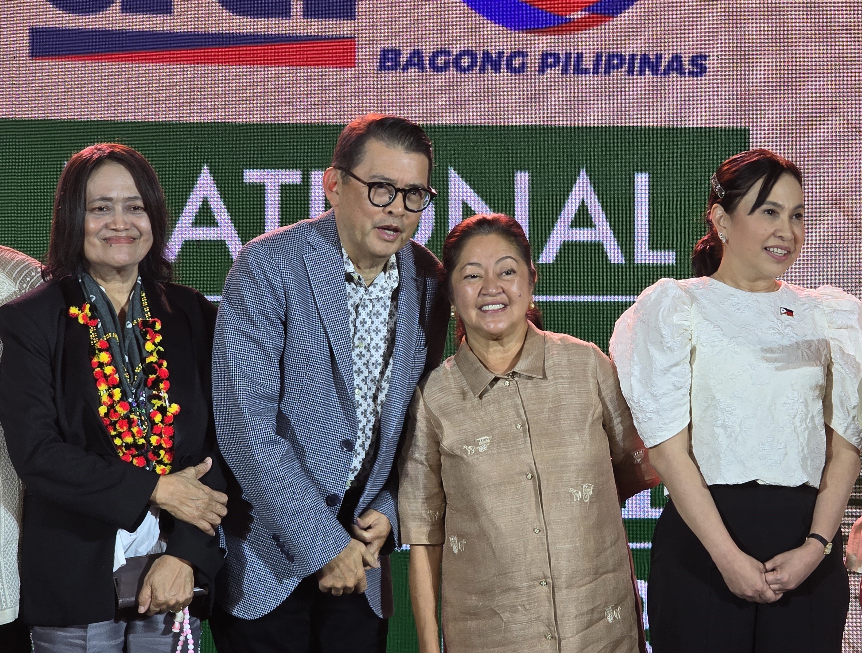 Nation-Building Through Trade where 250 MSMEs from across the country showcased proudly-made Filipino products during the DTI National Trade Fair at SM Megamall. From left to right: DTI Undersecretary Blesila Lantayona, Go Negosyo Founder Joey Concepcion, First Lady Liza Araneta-Marcos and DTI Secretary Cristina Roque.