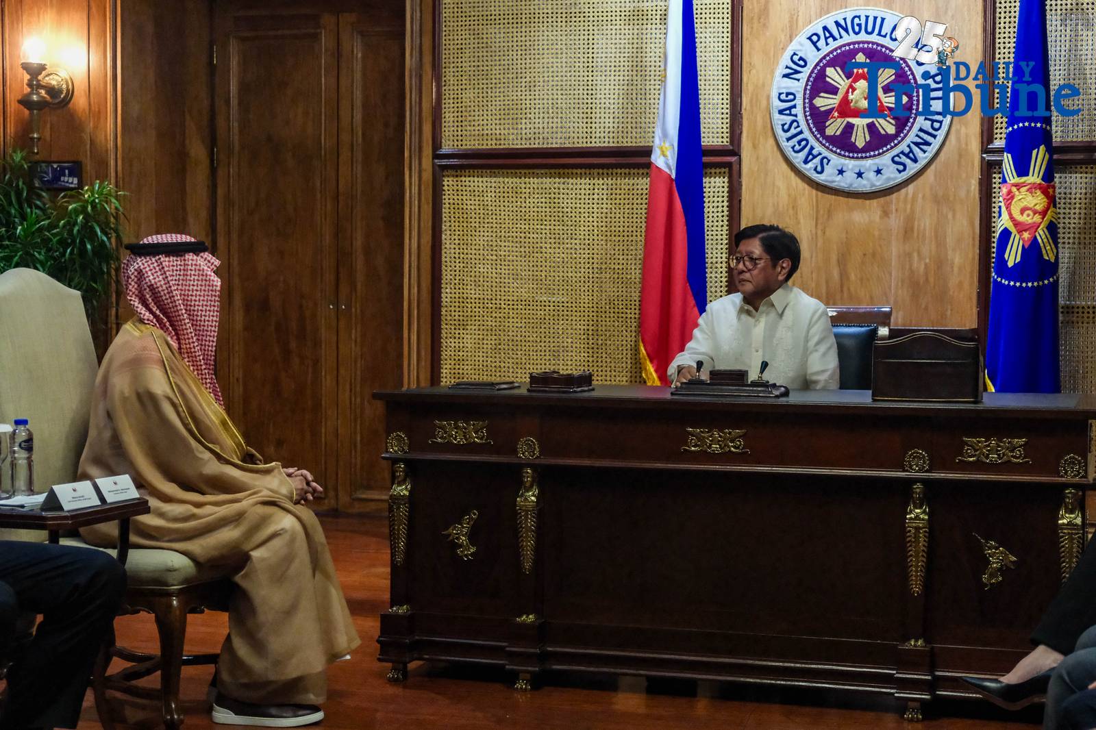 President Ferdinand R. Marcos Jr. welcomes officials from MGEN Renewable Energy for a courtesy call on Thursday, July 31, 2025, at the Study Room of Malacañan Palace.

Executives from MGEN and ACWA Power (from left to right) posed for a photo opportunity with President Marcos namely: 

Salman Baray, Vice President for Business Development ACWA Power, Marco Arcelli, CEO of ACWA Power Abdullatif Abdulaziz A. Al-sheikh, Counsellor and Acting Chargé d'affaires, a.i. Embassy of the Kingdom of Saudi Arabia, Mohammad Abdullah Abunayyan, Chairman of the board of directors of ACWA Power Manny V. Pangilinan, Chairman, MGEN, DOE Secretary Sharon Garin, Atty Mike Toledo, MPIC Director for Government Relations and Public Affairs,  Emmanuel Rubio, President, MGEN, and Dennis B. Jordan, President and CEO, MGen Renewable.