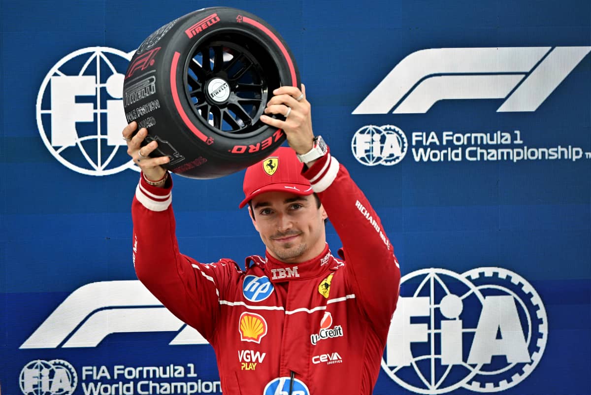 CHARLES Leclerc celebrates after claiming the pole position in the Hungarian Grand Prix on Sunday.