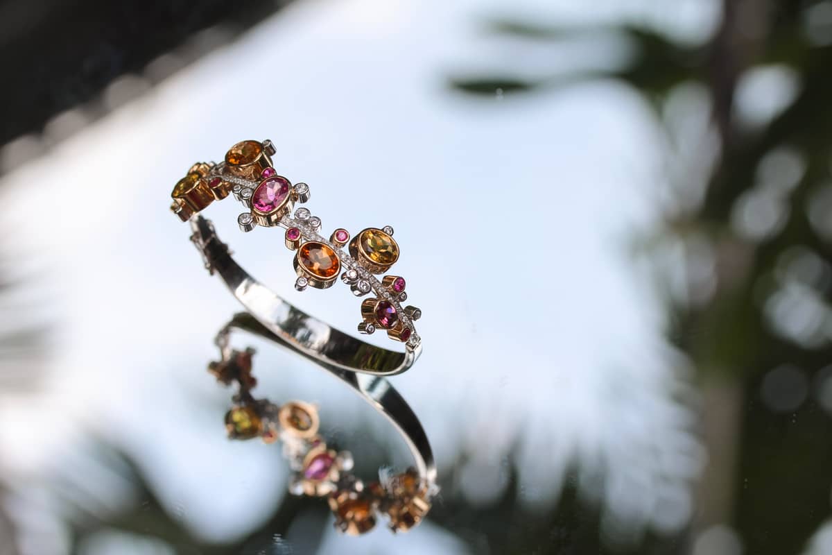 Kiara Bangle — tourmaline, sapphire and diamond bangle.