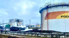 Drones spark fire at Russia oil depot