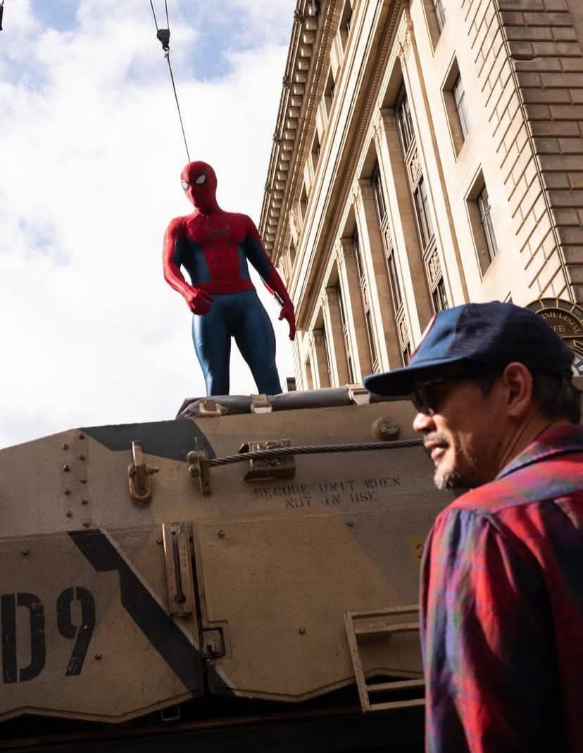 Tom Holland at work as Spiderman
