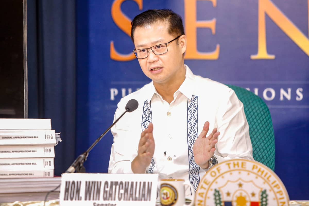 Senator Sherwin Gatchalian on Monday, 4 August, 2025 heads a press conference in Pasay City.