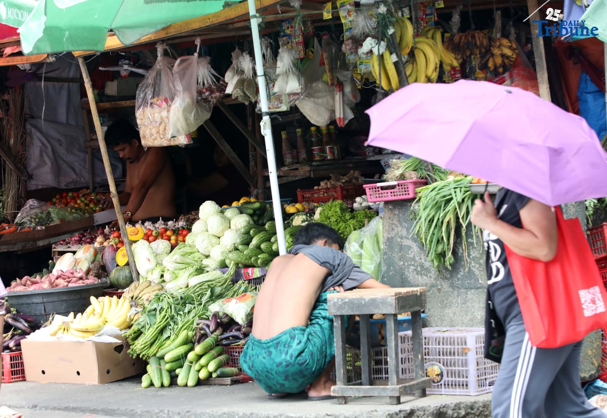 Vendors arrange their goods at Tandang Sora Market in Quezon City on Tuesday. The Philippine Statistics Authority reported that inflation eased to 0.9 percent in July, down from 1.4 percent in June. This brought the year-to-date average inflation to 1.7 percent.