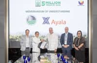 Ayala Group partners with the Department of Environment and Natural Resources for the Forests for Life initiative, which aims to revive forests to restore and protect biodiversity, reduce carbon emissions, promote climate resilience and improve water resources. In photo (from left) are Environment Undersecretary Carlos Primo David; Environment Secretary Raphael Lotilla; Ayala Corporation vice chairperson Fernando Zobel de Ayala; Ayala Corp. chief sustainability and risk officer Jaime Urquijo; and Ayala Corp. executive director for group sustainability and risk management Ma. Victoria Tan.