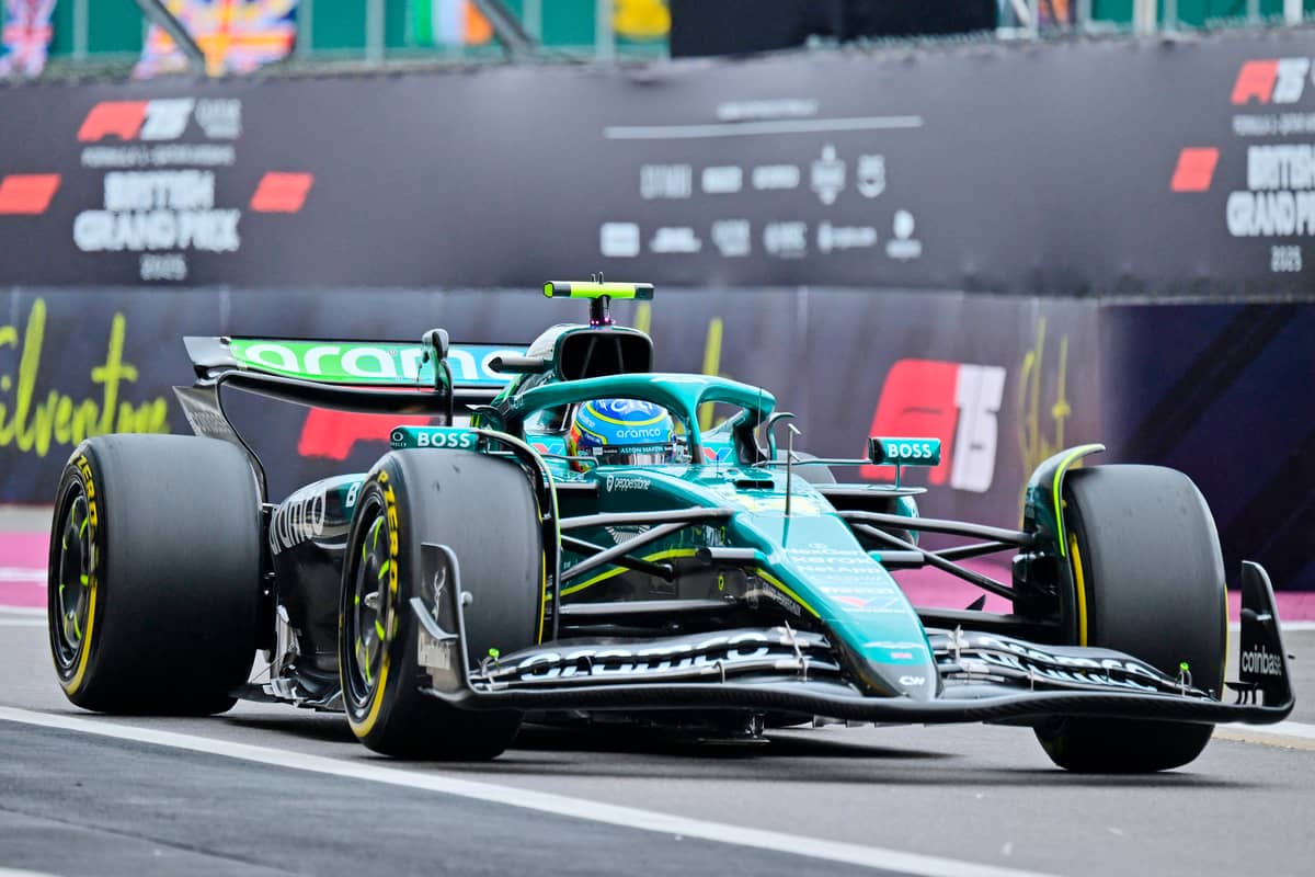 ASTON Martin’s Spanish driver Fernando Alonso takes part in the third practice session at the Silverstone motor racing circuit in Silverstone, central England.