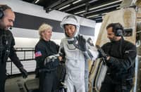 SAN DIEGO, CA - AUGUST 9: (EDITOR’S NOTE: This Handout image was provided by a third-party organization and may not adhere to Getty Images’ editorial policy.) JAXA (Japan Aerospace Exploration Agency) astronaut Takuya Onishi is helped out of the SpaceX Dragon Endurance spacecraft onboard the SpaceX recovery ship SHANNON after he, NASA astronauts Nichole Ayers, Anne McClain, and Roscosmos cosmonaut Kirill Peskov landed in the Pacific Ocean on August 9, 2025 off the coast of San Diego, California. McClain, Ayers, Onishi, and Peskov are returning after seven months in space as part of Expedition 73 aboard the International Space Station.