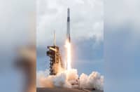 What goes up must come down For four astronauts, seven months adrift aboard the International Space Station end with the sweetest descent — returning to Earth’s embrace in a capsule rocketed (inset) into orbit by SpaceX.