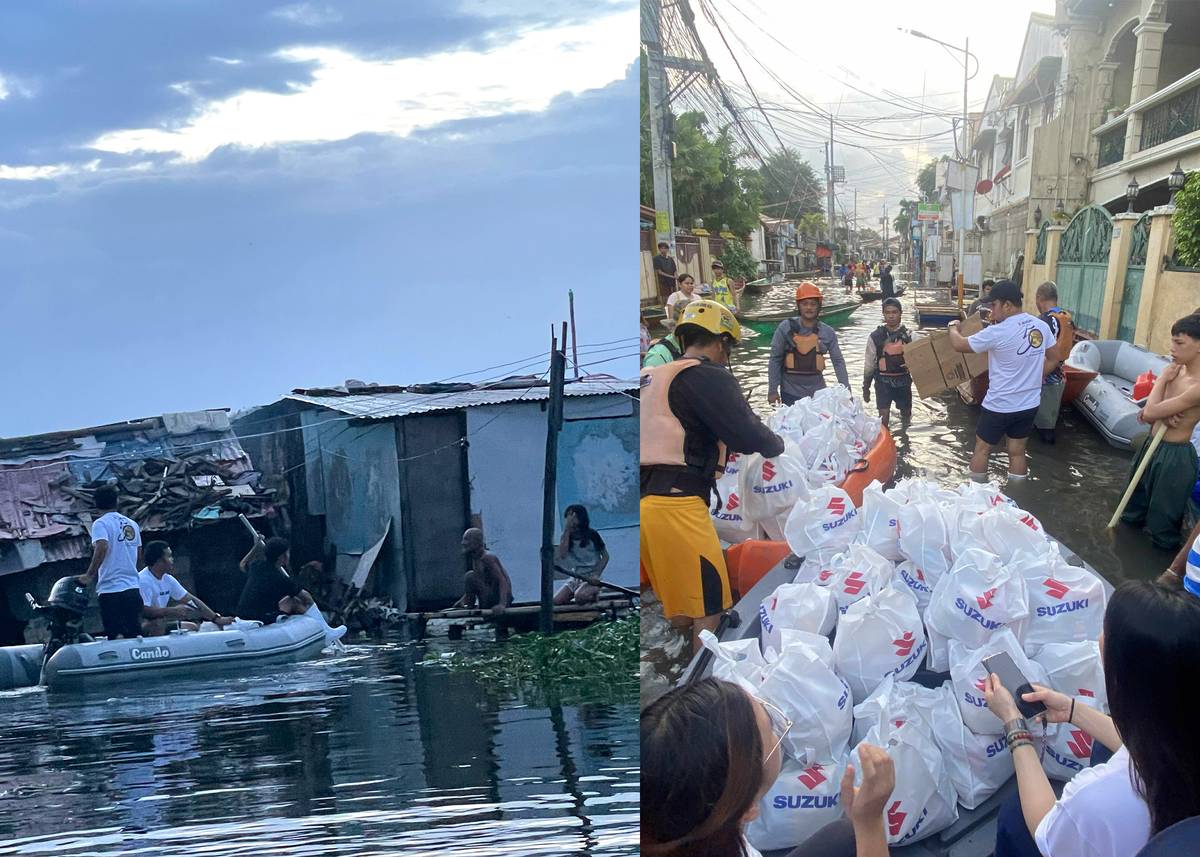 SUZUKI boats ferry supplies to isolated communities in Laguna after heavy flooding.