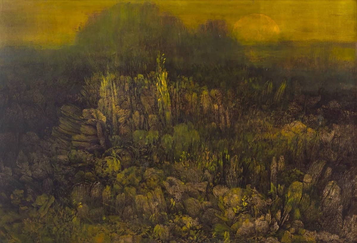 ‘Tapeceria Vegetal’ by Juvenal Sansó, 1965, acrylic on canvas. From the Cuevas and Gonzalez collection.