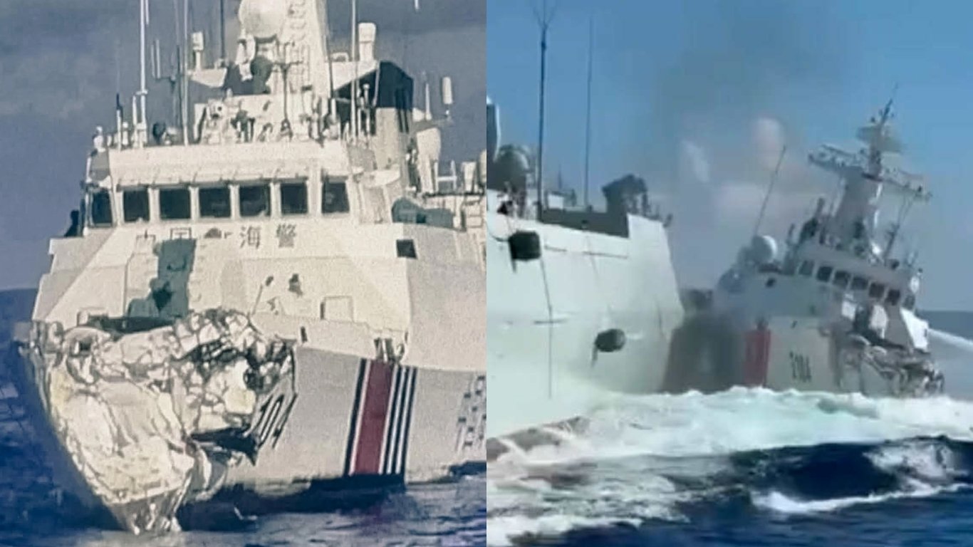 Chasing China ships crash into each other 