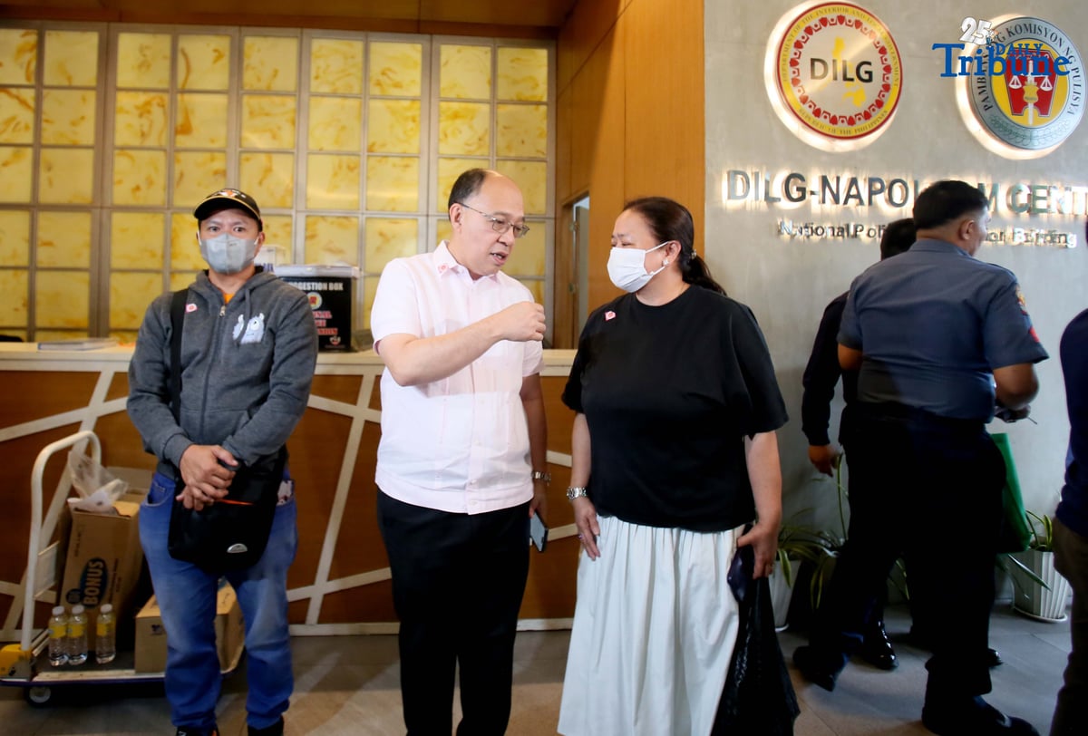 Lawyer Howard Calleja, legal counsel for the relatives of missing sabungeros, speaks to the media during a hearing break at the NAPOLCOM office in Quezon City on Thursday, August 14, 2025. Calleja said their evidence against 12 police officers linked to the disappearance of 30 sabungeros is already strong but noted that additional information to further pin the suspects remains welcome.