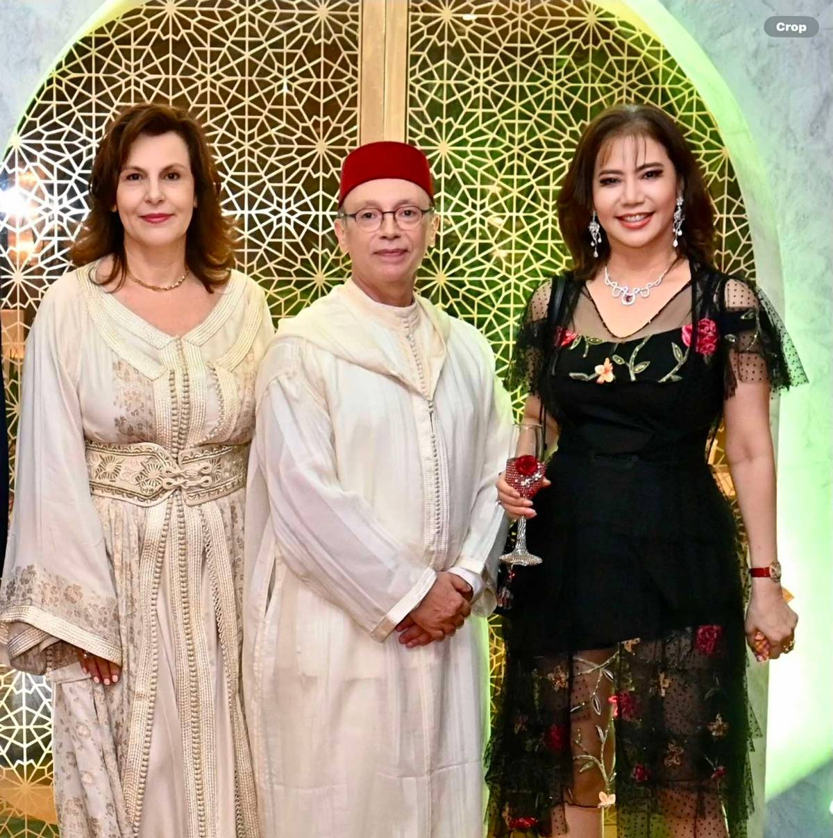 his Excellency Mohammed Rida El Fassi. Madam Monia El Fassi and the columnist.