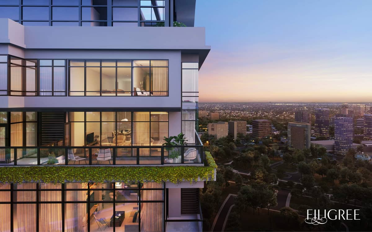 ARTIST'S perspective of the 1001 Parkway Residences bi-level garden unit, a pre-selling development offering an iconic view of the Alabang skyline. Project Location: Parkway Ave., Filinvest City, Alabang