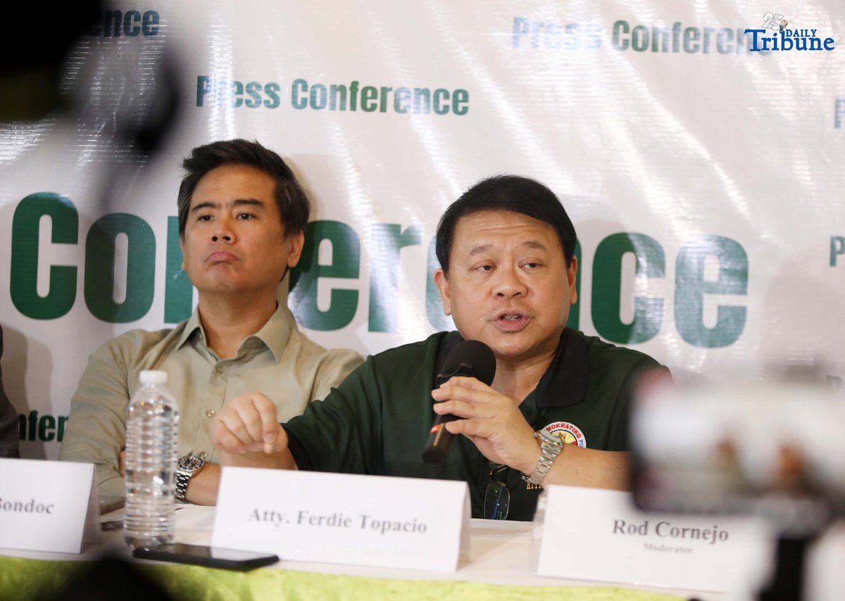 Members of the Partido Demokratiko Pilipino (PDP), led by Atty. Ferdinand Topacio with Atty. Jimmy Bondoc, former Negros Oriental congressman Atty. Jacinto “Jing” Paras, and its deputy spokesperson, hold a press conference in Quezon City on Monday, August 18, 2025. The group challenged President Ferdinand Marcos Jr. to establish a “truth commission” to conduct an impartial probe into alleged multibillion-peso flood control anomalies nationwide. They also announced plans to file an ethics complaint against Senator Risa Hontiveros for “disorderly behavior” linked to the retraction of one of her witnesses, Michael Maurillo, also known as Rene.