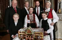 Back row (L-R) King Harald, Crown Prince Marius Borg Hoiby, Crown Prince Haakon and Crown Princess Mette-Marit, front (L-R) Prince Sverre Magnus, Queen Sonja and Princess Ingrid Alexandra pose during a Christmas photo session at the Royal Palace in Oslo, on December 17, 2014.