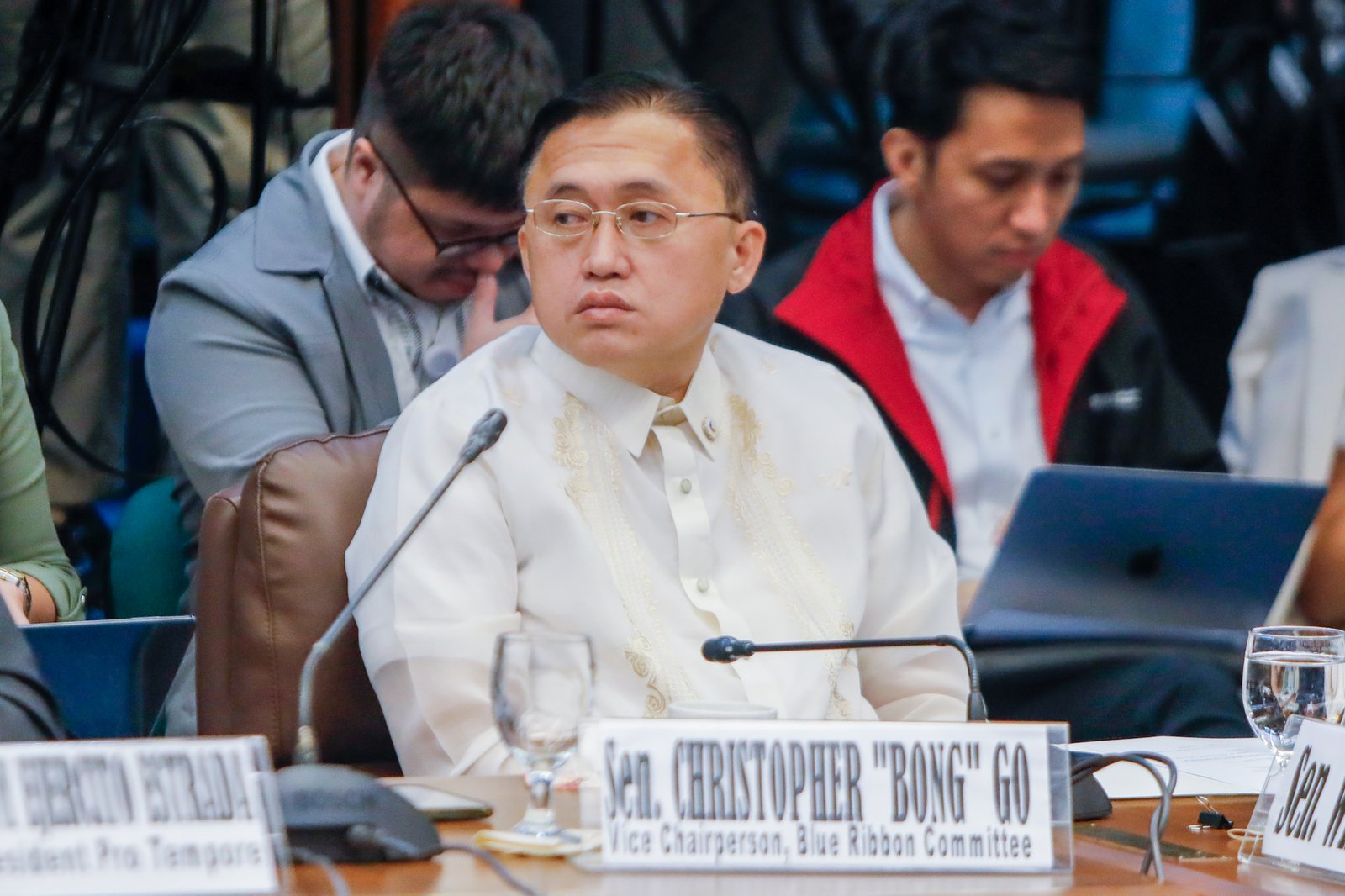 The Senate Blue Ribbon Committee, led by Senator Rodante Marcoleta, holds an organizational meeting in aid of legislation on “Philippines Under Water” on Tuesday, 19 August 2025, in Pasay City. 
Lawmakers questioned Department of Public Works and Highways officials, including Secretary Manuel Bonoan, over alleged “ghost projects” in flood control programs. 
Also present were Senators Joel Villanueva, Sherwin Gatchalian, Bam Aquino, Bong Go, Imee Marcos, Miguel Zubiri, Jinggoy Estrada, and Allan Peter Cayetano.