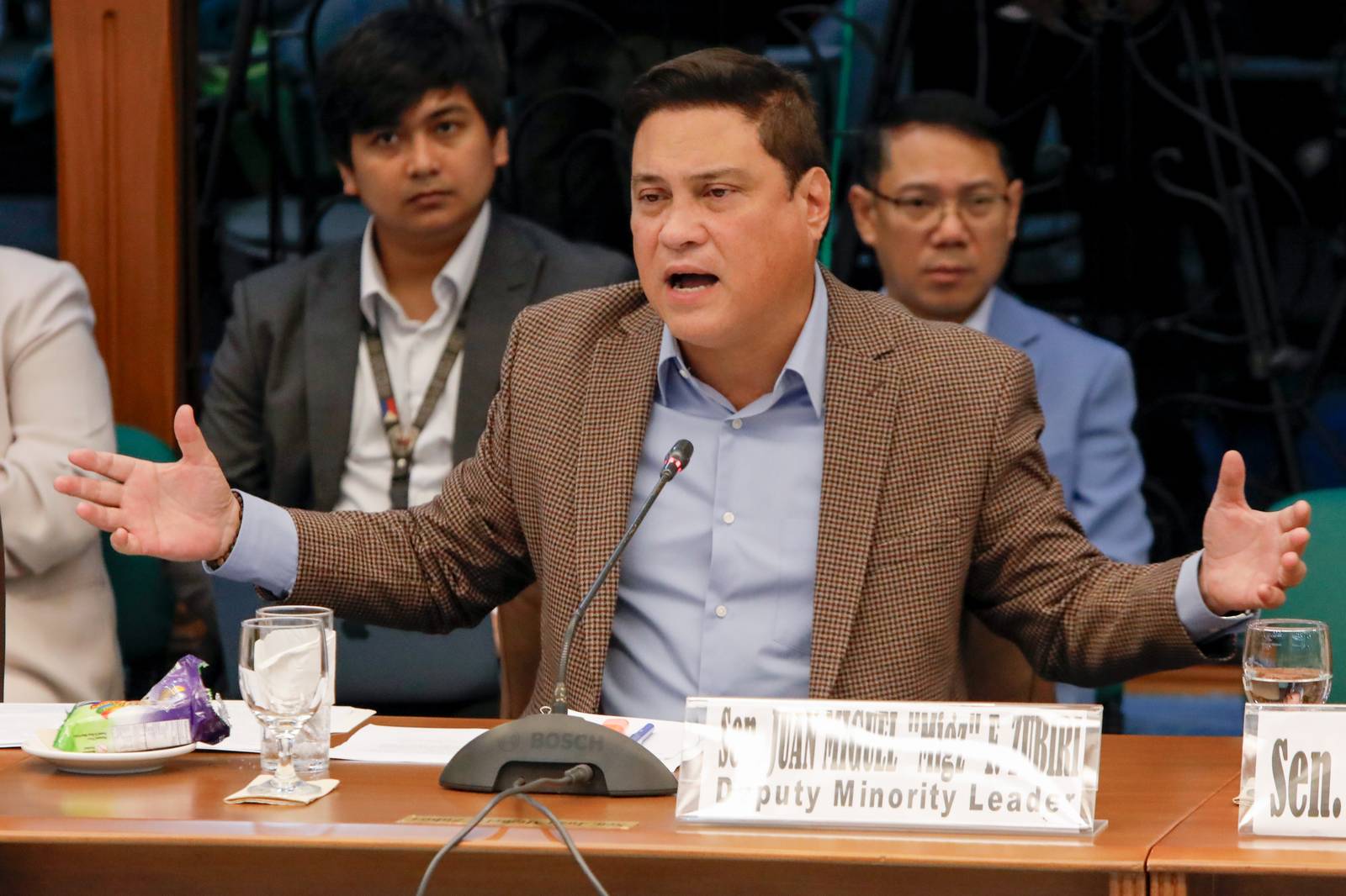 The Senate Blue Ribbon Committee, led by Senator Rodante Marcoleta, holds an organizational meeting in aid of legislation on “Philippines Under Water” on Tuesday, 19 August 2025, in Pasay City. 
Lawmakers questioned Department of Public Works and Highways officials, including Secretary Manuel Bonoan, over alleged “ghost projects” in flood control programs. 
Also present were Senators Joel Villanueva, Sherwin Gatchalian, Bam Aquino, Bong Go, Imee Marcos, Miguel Zubiri, Jinggoy Estrada, and Allan Peter Cayetano.