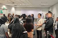 Department of Migrant Workers Secretary Hans Leo Cacdac welcomes the repatriated Filipino human trafficking victims from Lagos, Nigeria who were arrived at NAIA Terminal 3 in Pasay City.