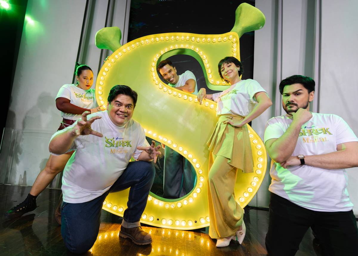 FROM left, Julia Serad as Dragon, Jamie Wilson as Shrek, Topper Fabregas as Donkey, Krystal Kane as Fiona and Alfredo Reyes as Lord Farquaad