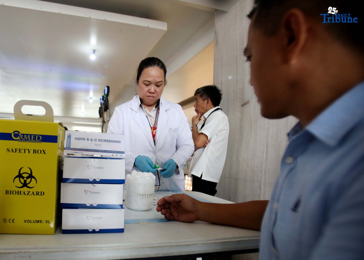 Health workers collect blood samples from Quezon City residents who availed of the free hepatitis screening and counseling at the Ground Floor of the Quezon City Hall High Rise Building on Wednesday, August 20, 2025. The activity was held during the launch of the Hepatitis B and C Model of Care led by the Quezon City Health Department (QCHD) and the Office of the City Mayor (OCM), in partnership with Strengthening the Integrated Treatment and Care for Hepatitis (StITCH), as part of the World Hepatitis Day Celebration 2025.