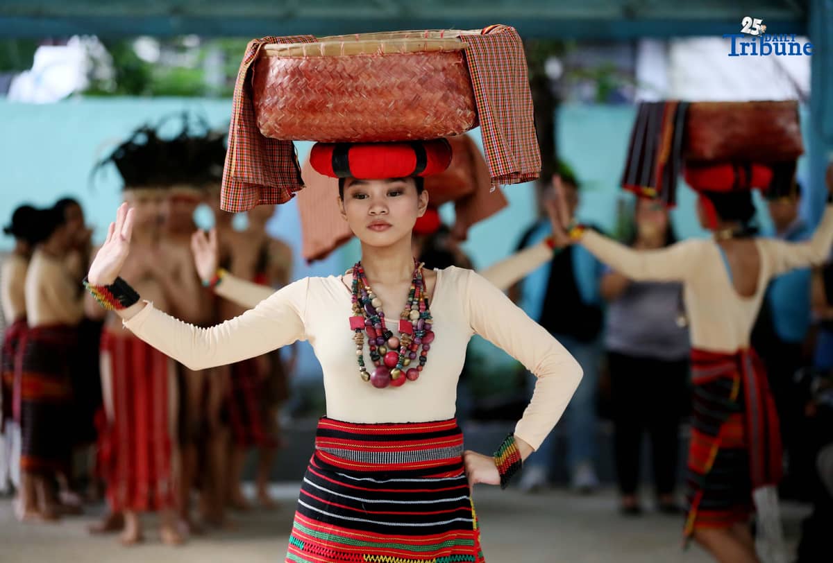 Students of Camp Crame High School perform a folk dance to welcome visitors during the turnover of newly renovated restrooms on Wednesday, August 20, 2025. The WeLoveU Foundation embodies a mother’s love through volunteerism, striving to enhance the well-being of the global community regardless of nationality, race, socioeconomic status, or religious background.
