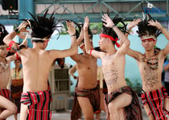Camp Crame students welcome visitors with folk dance