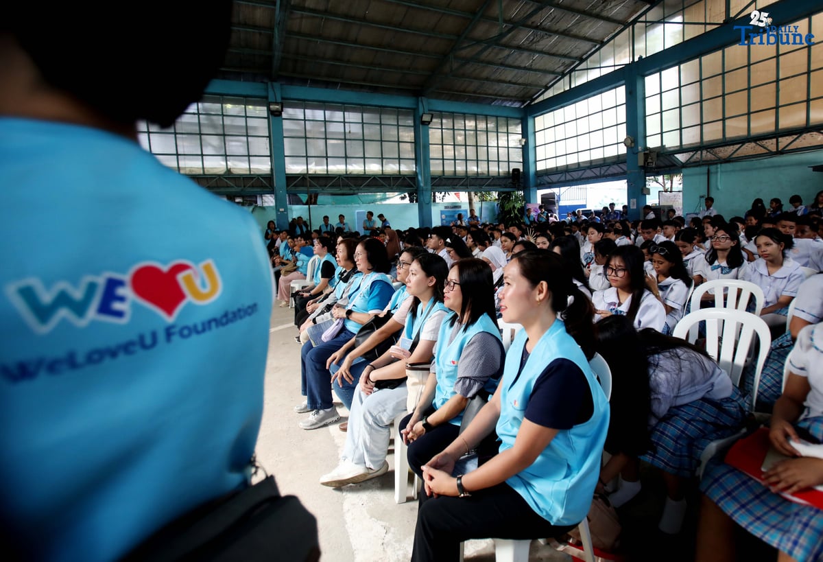 Quezon City Branch Manager of the International WeLoveU Foundation, Mr. Michael Lee, speaks during the turnover of the newly renovated restrooms at Camp Crame High School on Wednesday, August 20, 2025. The WeLoveU Foundation embodies a mother’s love through volunteerism, striving to enhance the well-being of the global community regardless of nationality, race, socioeconomic status, or religious background.