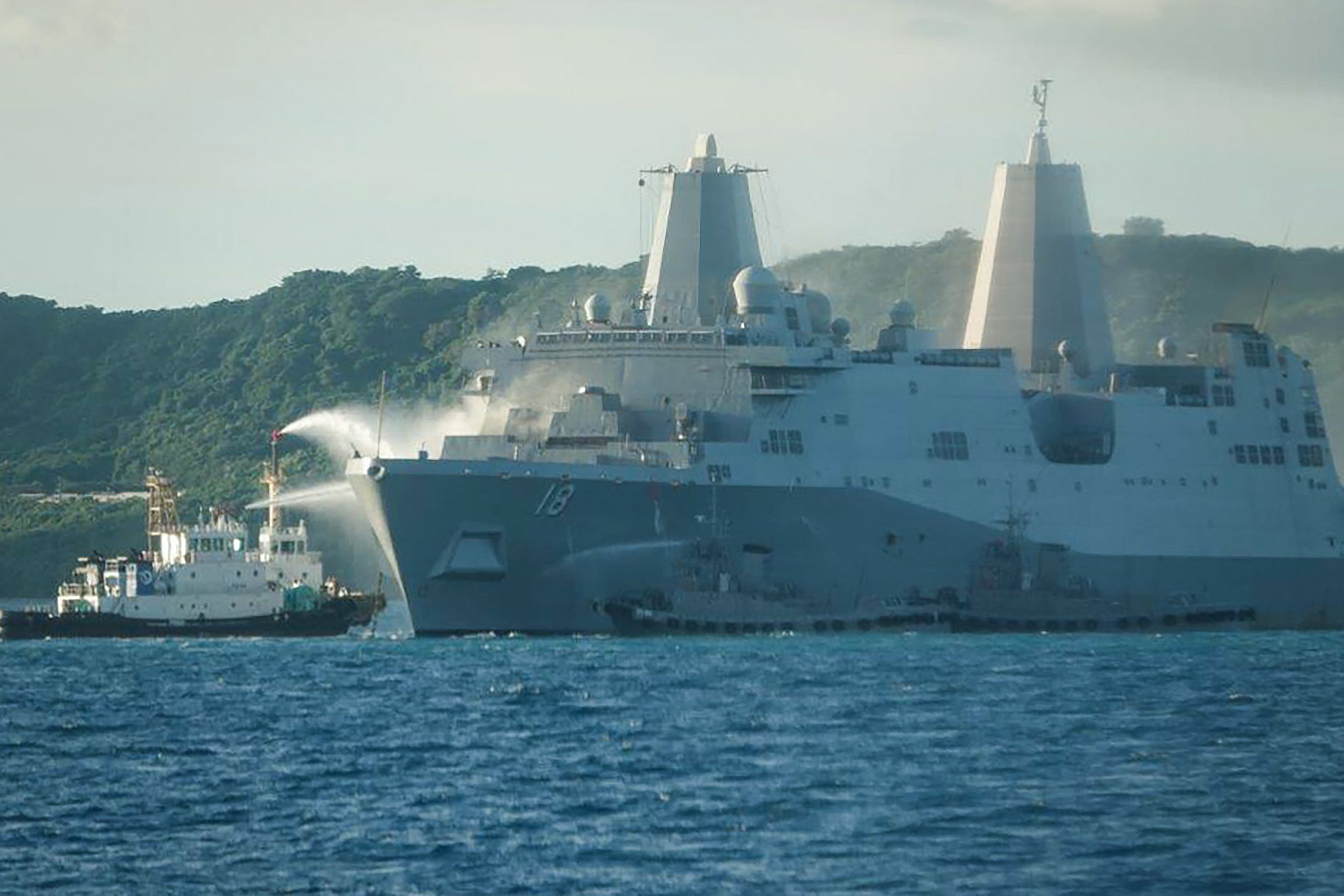 U.S. Navy ship fire put out

