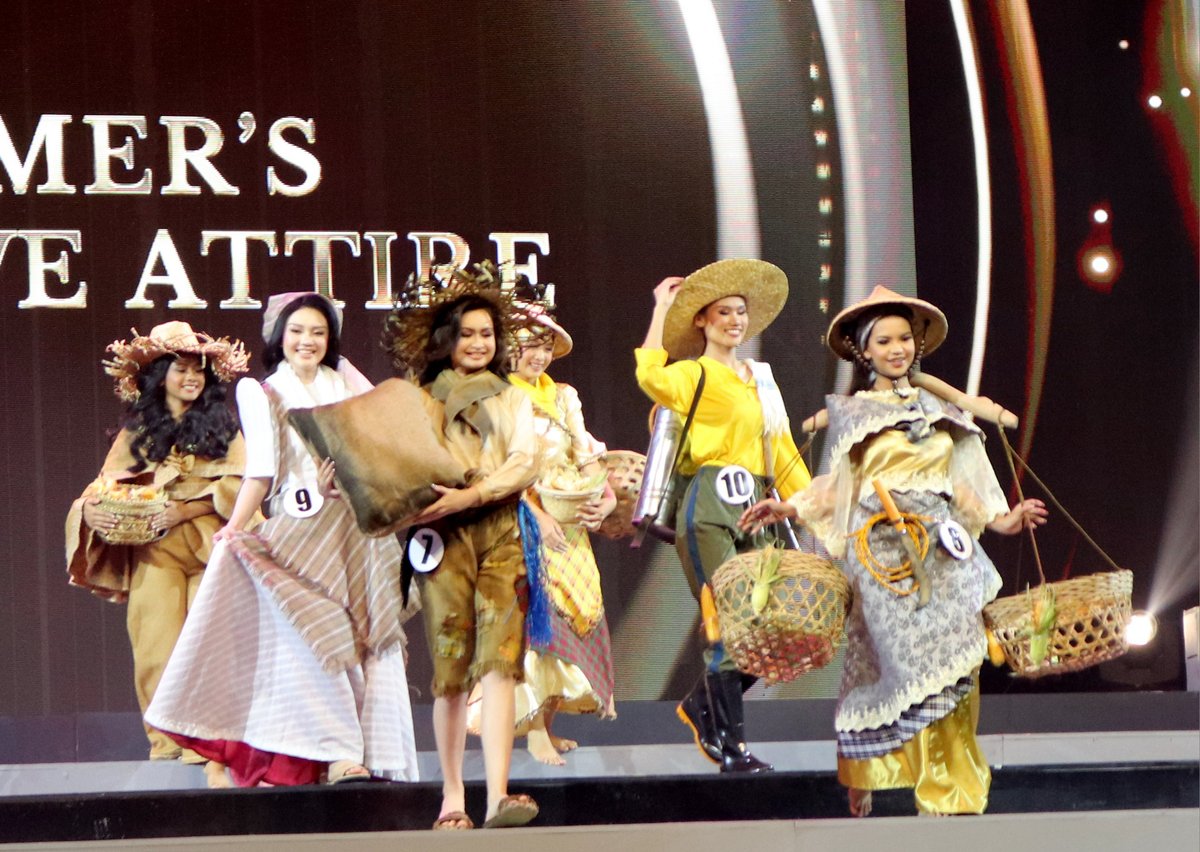 Several contestants in the Farmer's Creative Attire segment.
