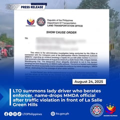 LTO summons lady driver who berated traffic enforcer, name-dropped MMDA official