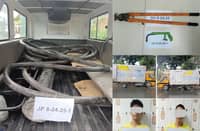 OPERATIVES from the Quezon City Police District arrested two men who are caught in the act of cutting and stealing PLDT underground copper cable wires early Monday morning.