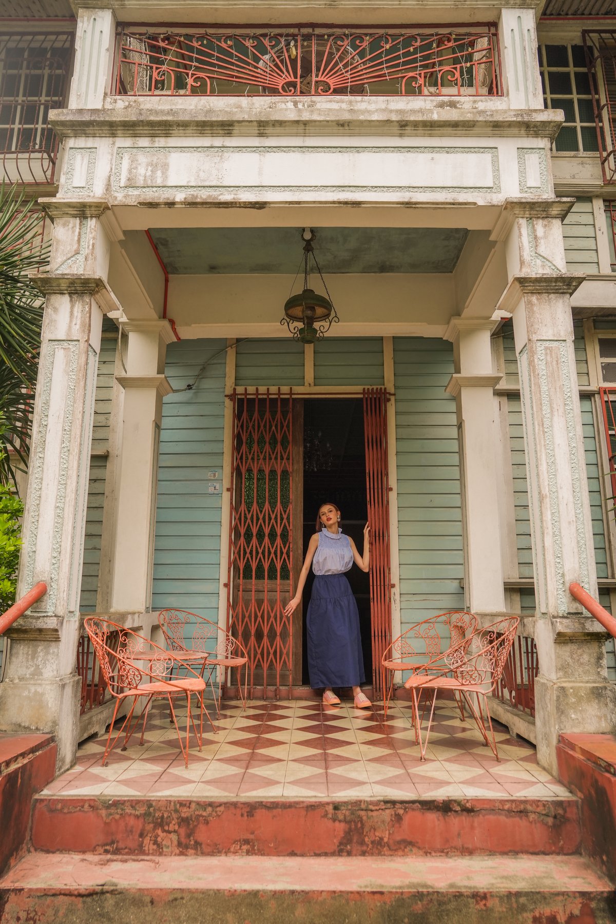 Top by ElleGe Handcrafted Fashion, skirt by Donata by Kate Singson, shoes by LAKAT, accessories by ChiEvs Stones and Crystals. Location: Digna Locsin Consing House, Silay.