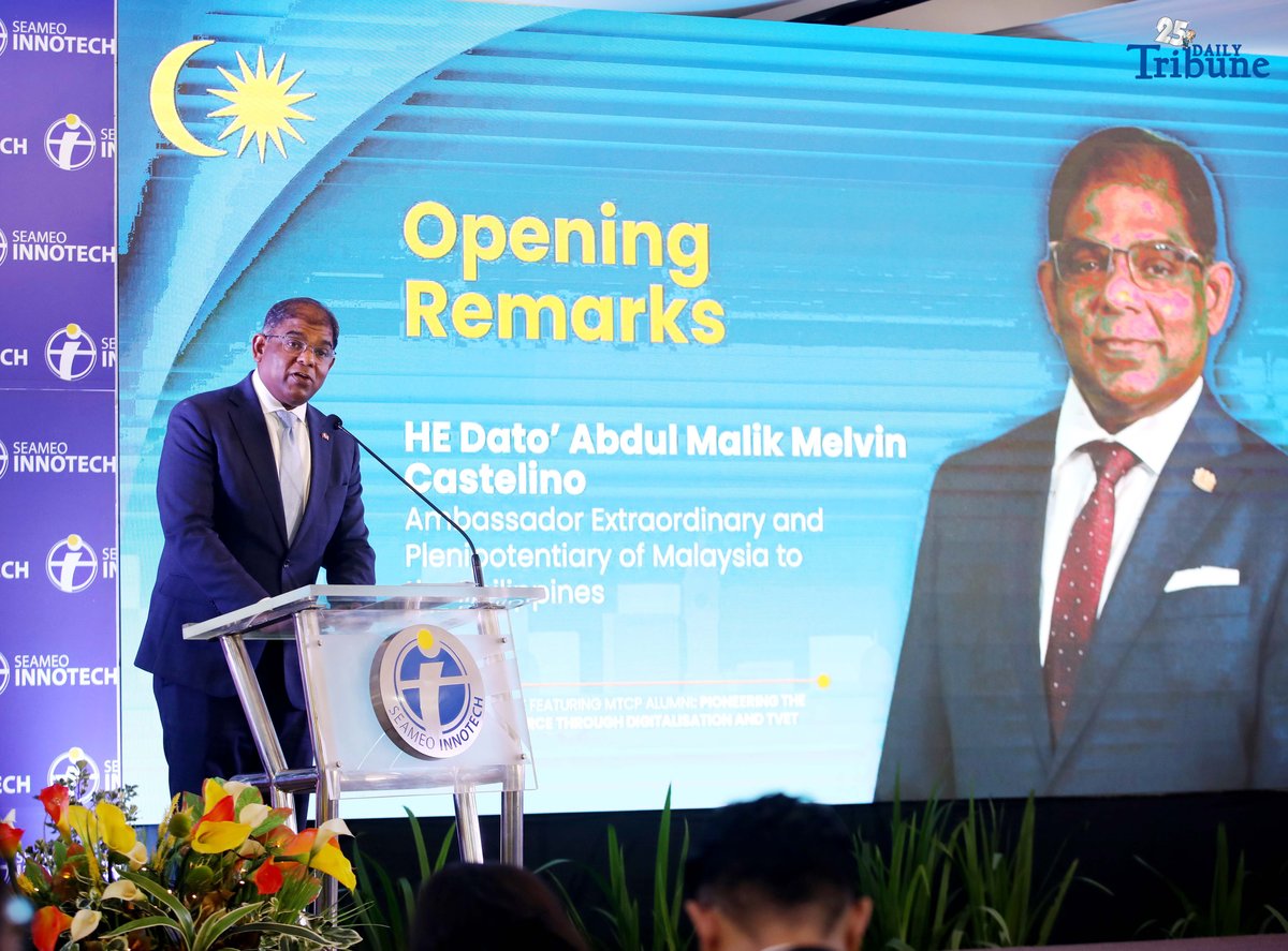 His Excellency Ambassador Dato’ Malik Melvin Castelino of the Embassy of Malaysia delivers a message during the opening of Education Week, which the embassy hosted featuring alumni of the Malaysian Technical Cooperation Programme (MTCP). The event gathered professionals, educators, and policy-makers to discuss two transformative forces shaping the region: digitalization and Technical and Vocational Education and Training (TVET).