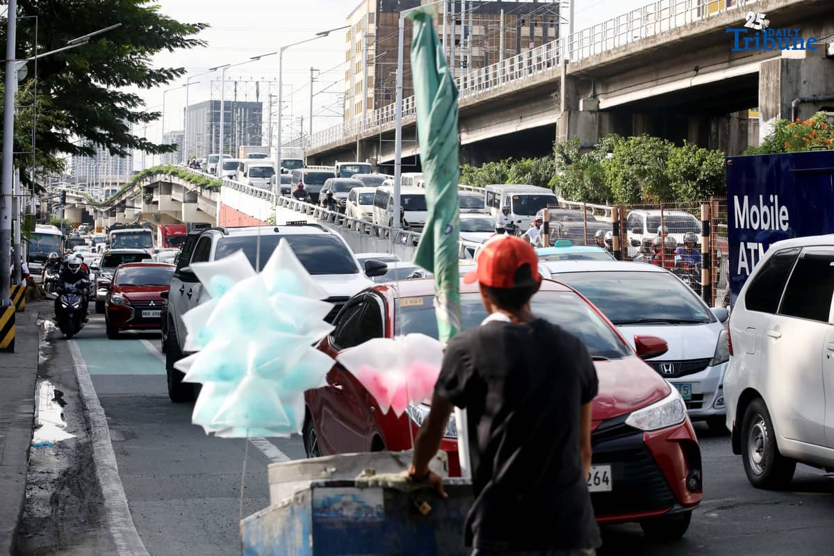 Motorists were seen struggling with the heavy traffic along Edsa Southbound in Quezon City on Wednesday August 27 2025.