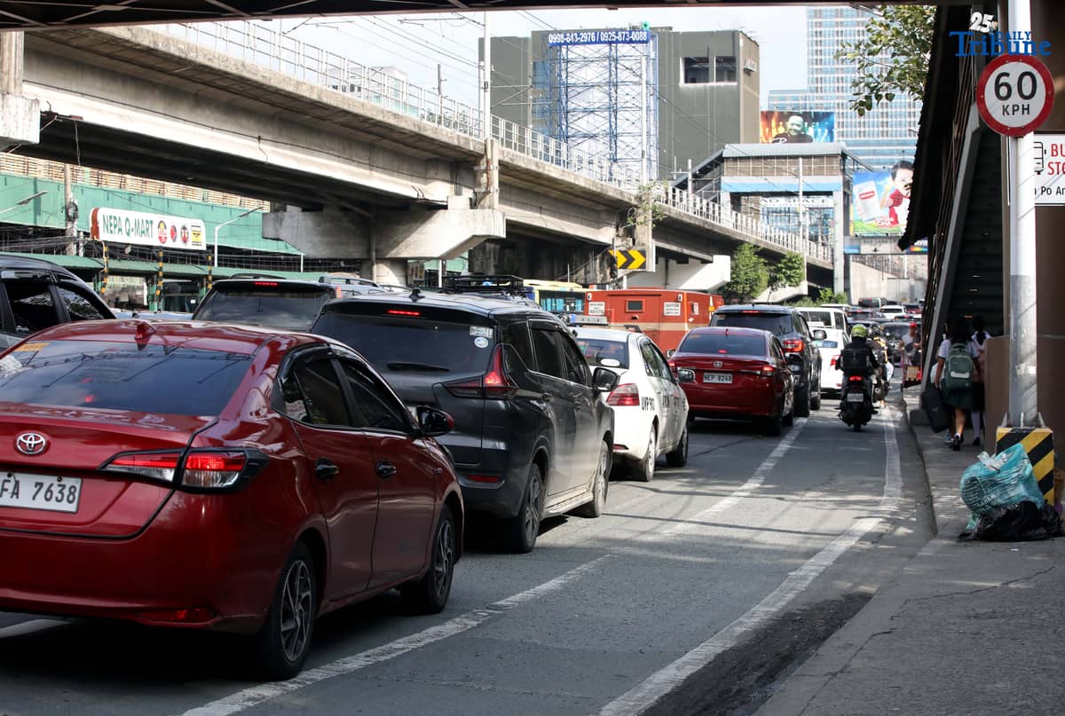 Motorists were seen struggling with the heavy traffic along Edsa Southbound in Quezon City on Wednesday August 27 2025.