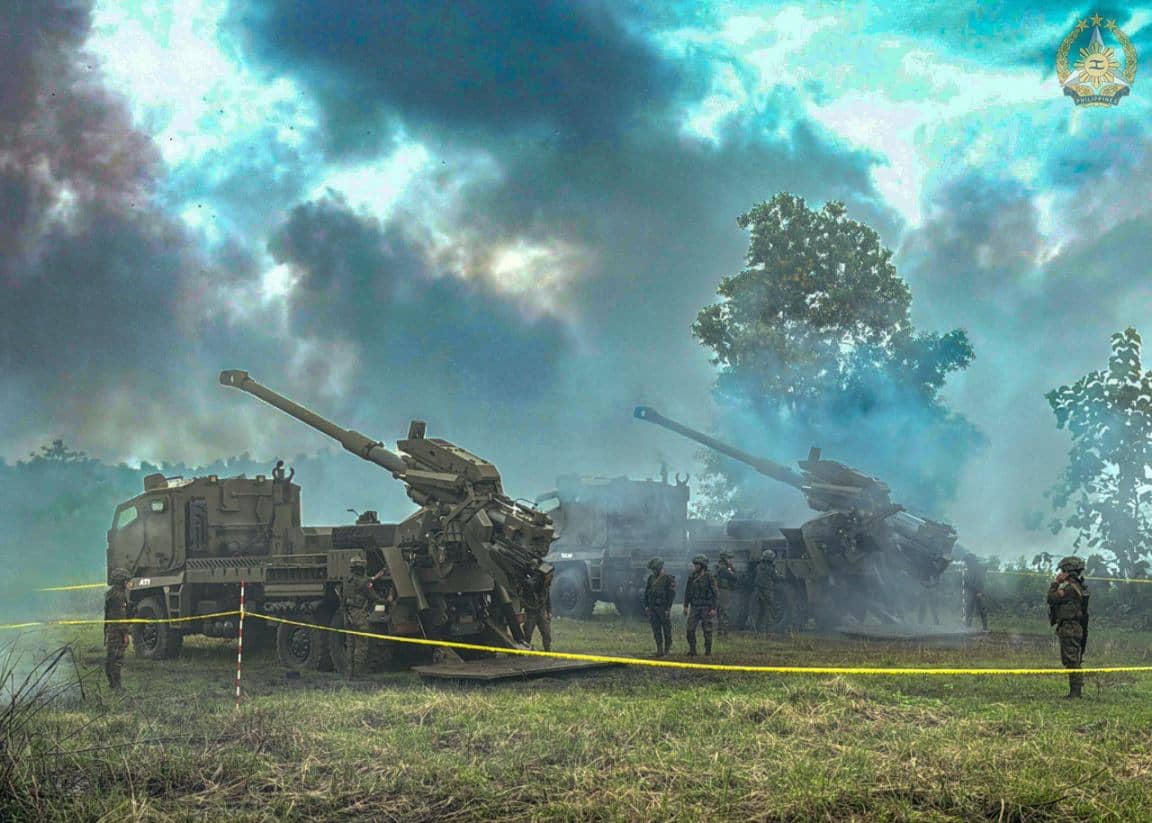 Philippine Army personnel fire the ATMOS 155mm self-propelled howitzer during the PH–AUS Exercise ALON 2025 Combined Live Fire Exercise at Fort Magsaysay, Nueva Ecija on August 27, 2025. (Photo by A1C Ted Castro PAF/PAOAFP)