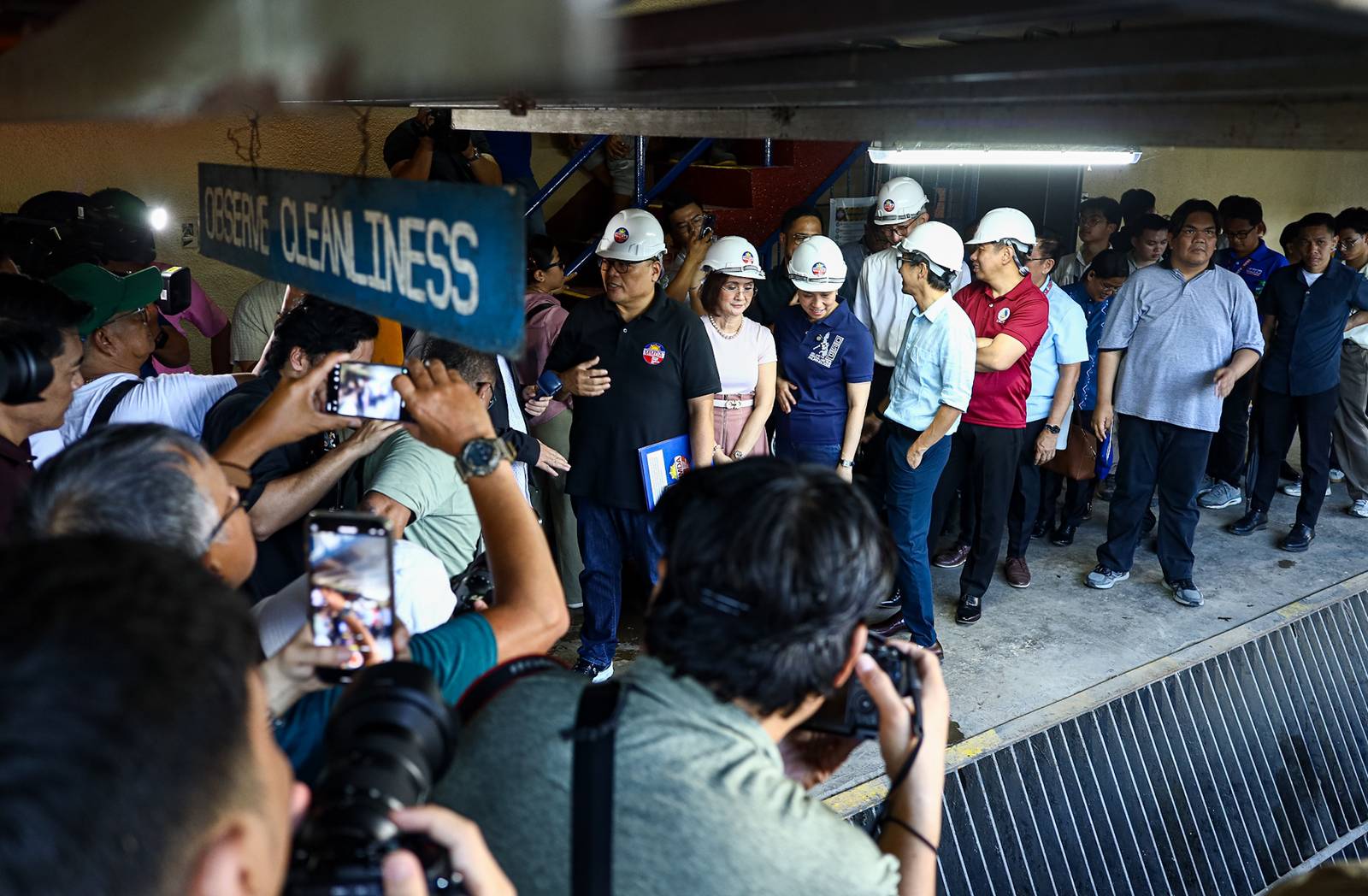 Transportation Sec. Vince Dizon, Budget and Management Sec. Amenah Pangandaman, Metro Manila Development Authority chief Don Artes, Information and Communications Technology (DICT) Sec. Henry Aguda, and Pasay City Mayor Emi Rubiano conduct an inspection at the Tripa de Gallina pumping station in Pasay City on Wednesday, 27 August 2025, during the official launch of the Flood Control Project (FCP) Components of Digital Information for Monitoring and Evaluation (DIME) Initiative.