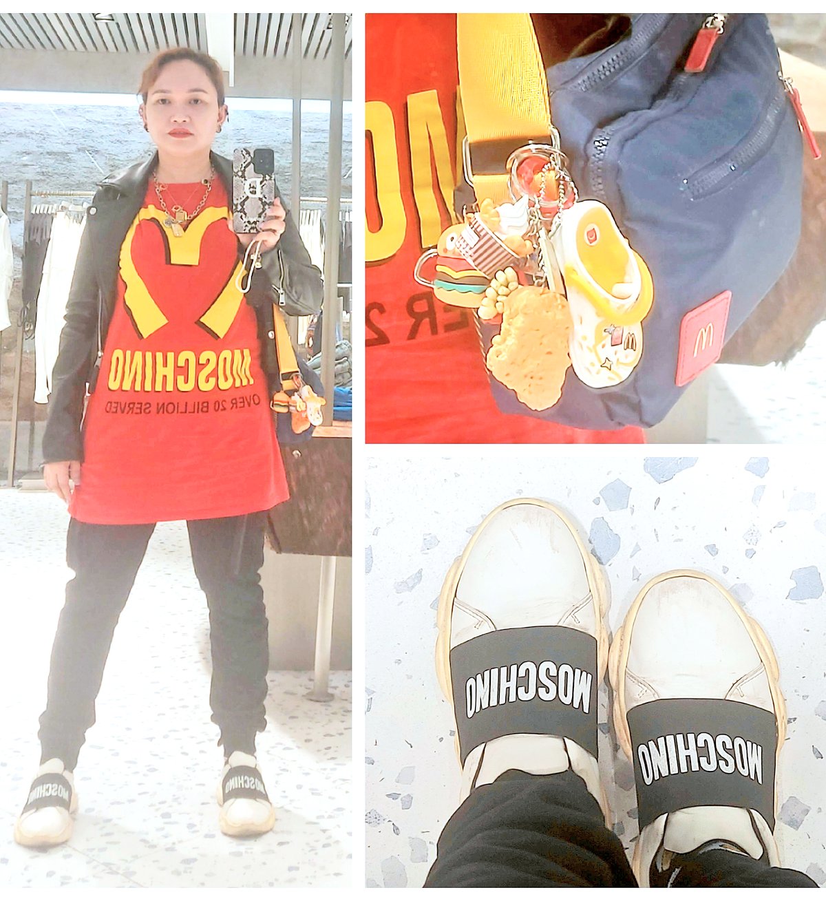 Me in Moschino x McDo shirt and Moschino shoes.