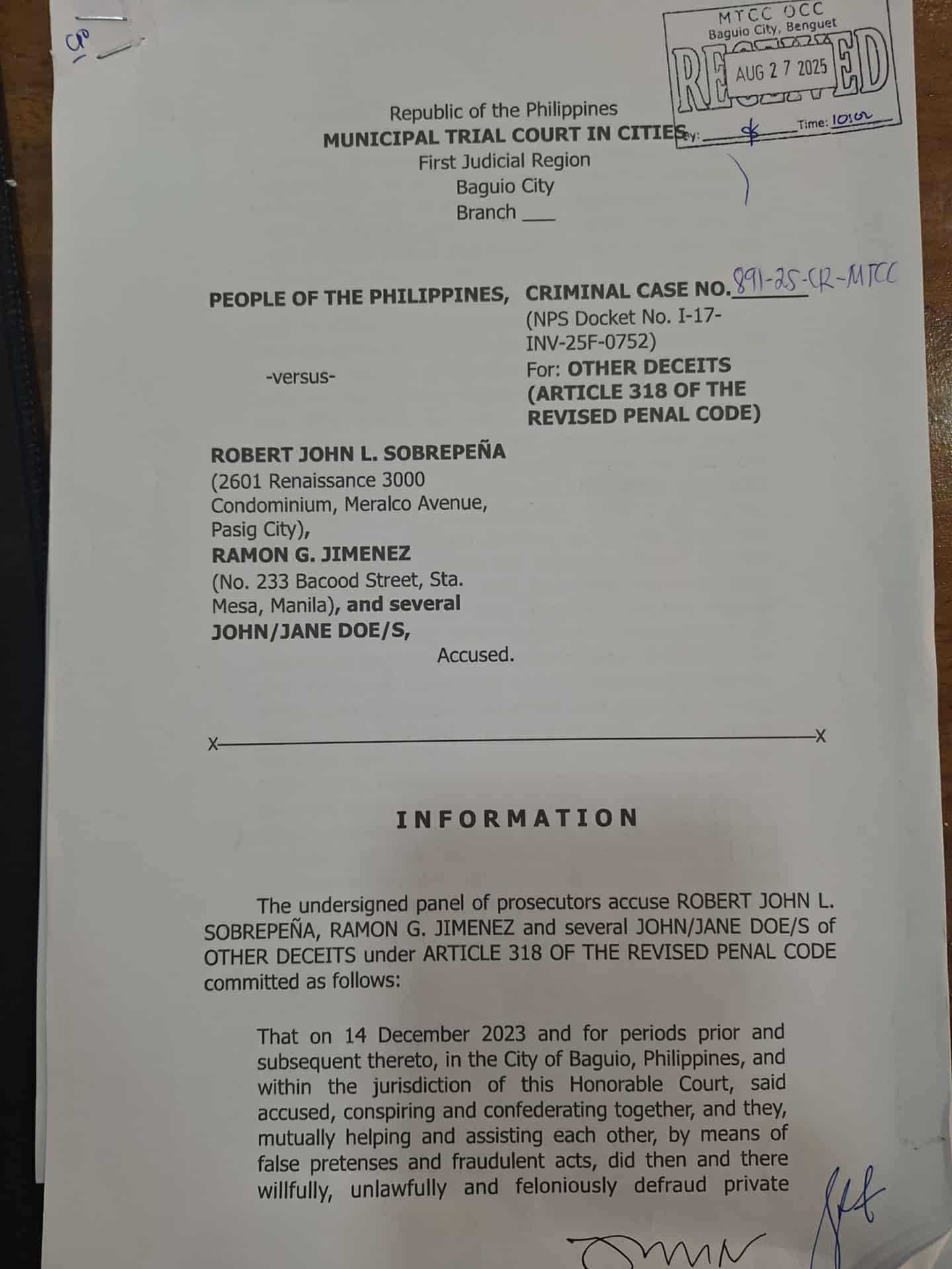Ex-Camp John Hay developers indicted for P11.2M hotel unit scam