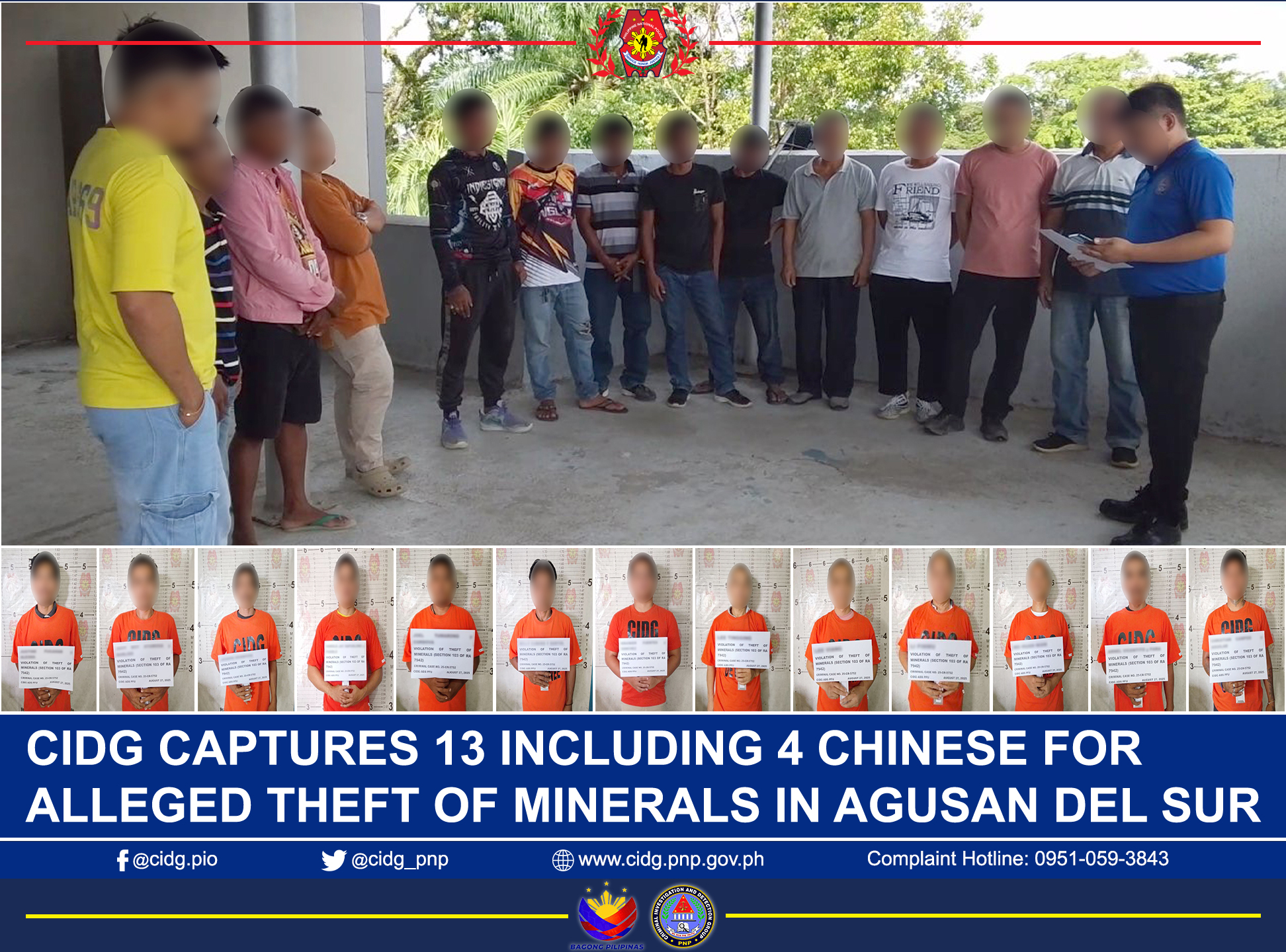4 Chinese, 9 Filipinos nabbed for mineral theft in Agusan del Sur