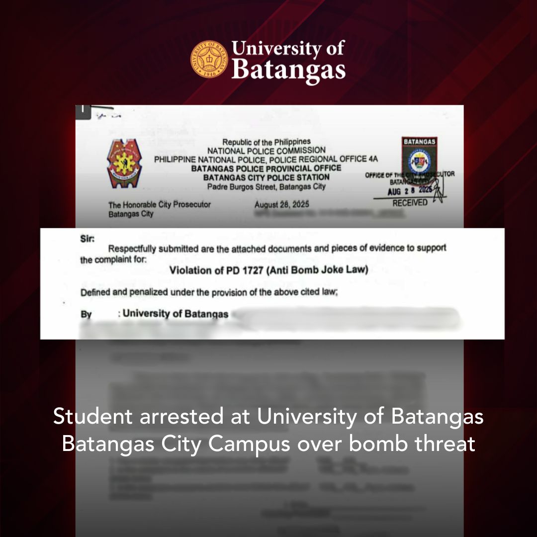 Collegian busted in Batangas bomb joke