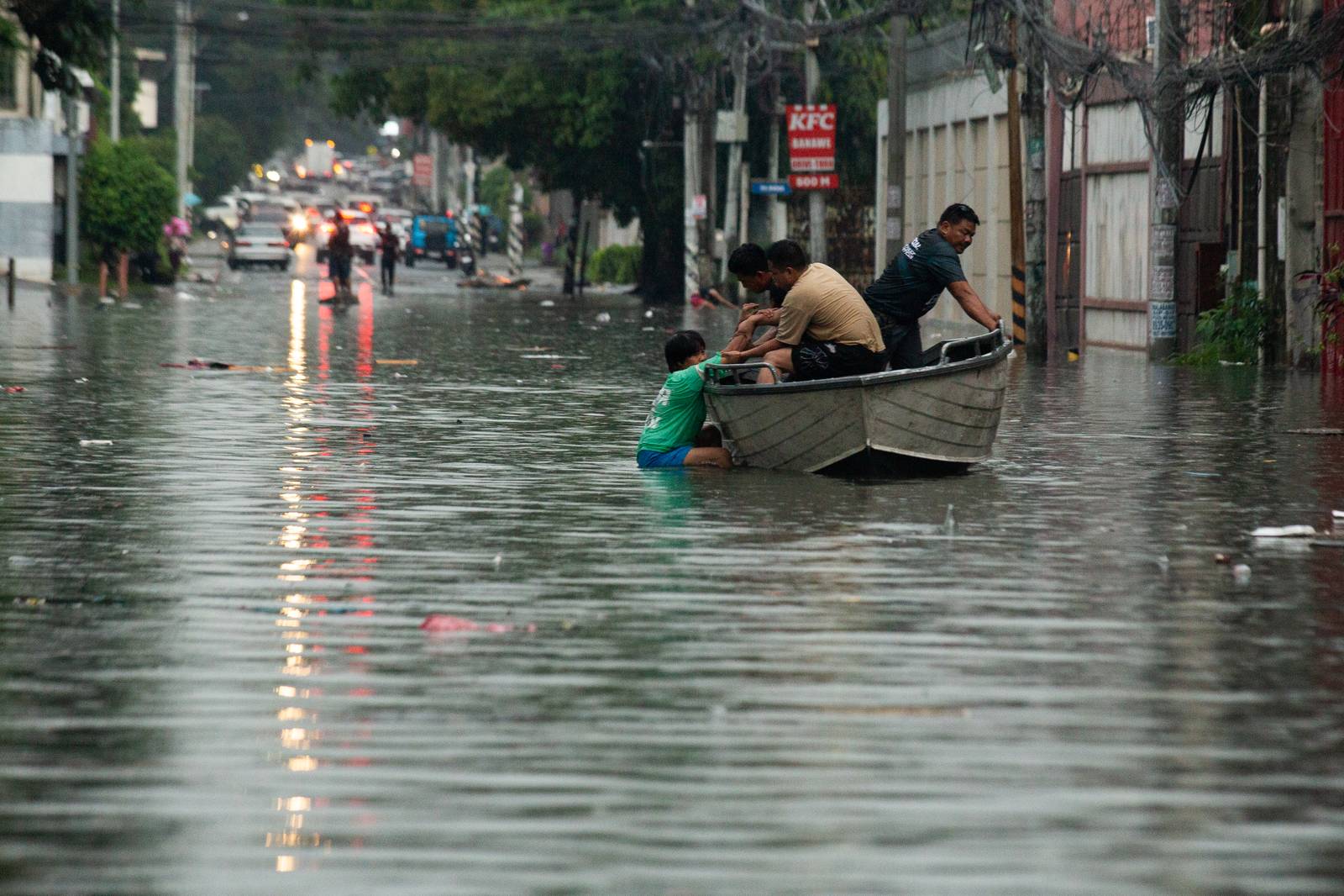 Barangay Santo Domingo in Quezon City is submerged in flood