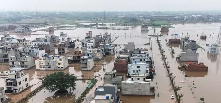 PARTIALLY submerged residential buildings following the overflow of the Ravi River in Lahore, Pakistan on 30 August 2025. Monsoon rains this week swelled three transboundary rivers that cut through Pakistan’s eastern province, the nation’s agricultural heartland and home to nearly half of its 255 million people.
